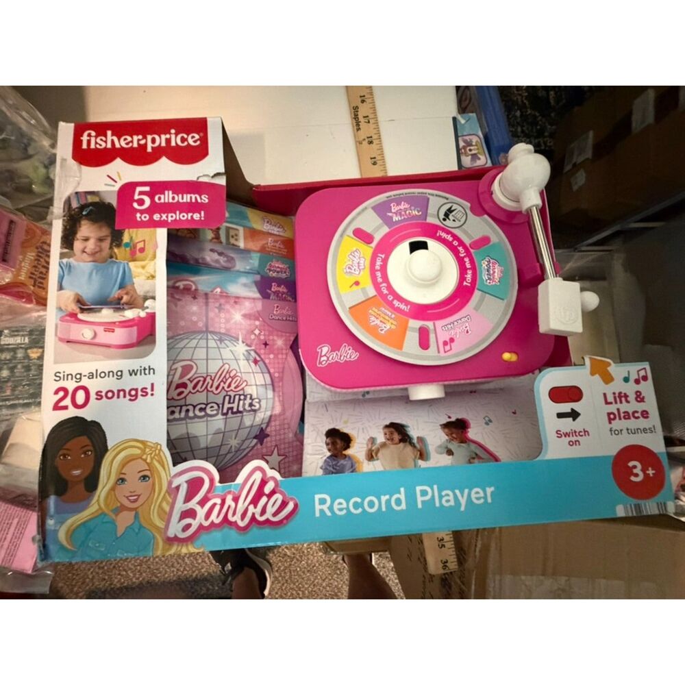 Fisher-Price Barbie Record player musical toy with 5 records